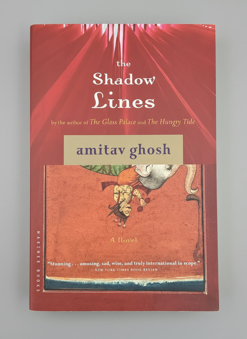 Book cover of 'The Shadow Lines' by Amitav Ghosh on a dark background