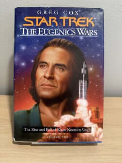 Star Trek The Eugenics Wars by Greg Cox - Hardcover book cover featuring Khan Noonien Singh.
