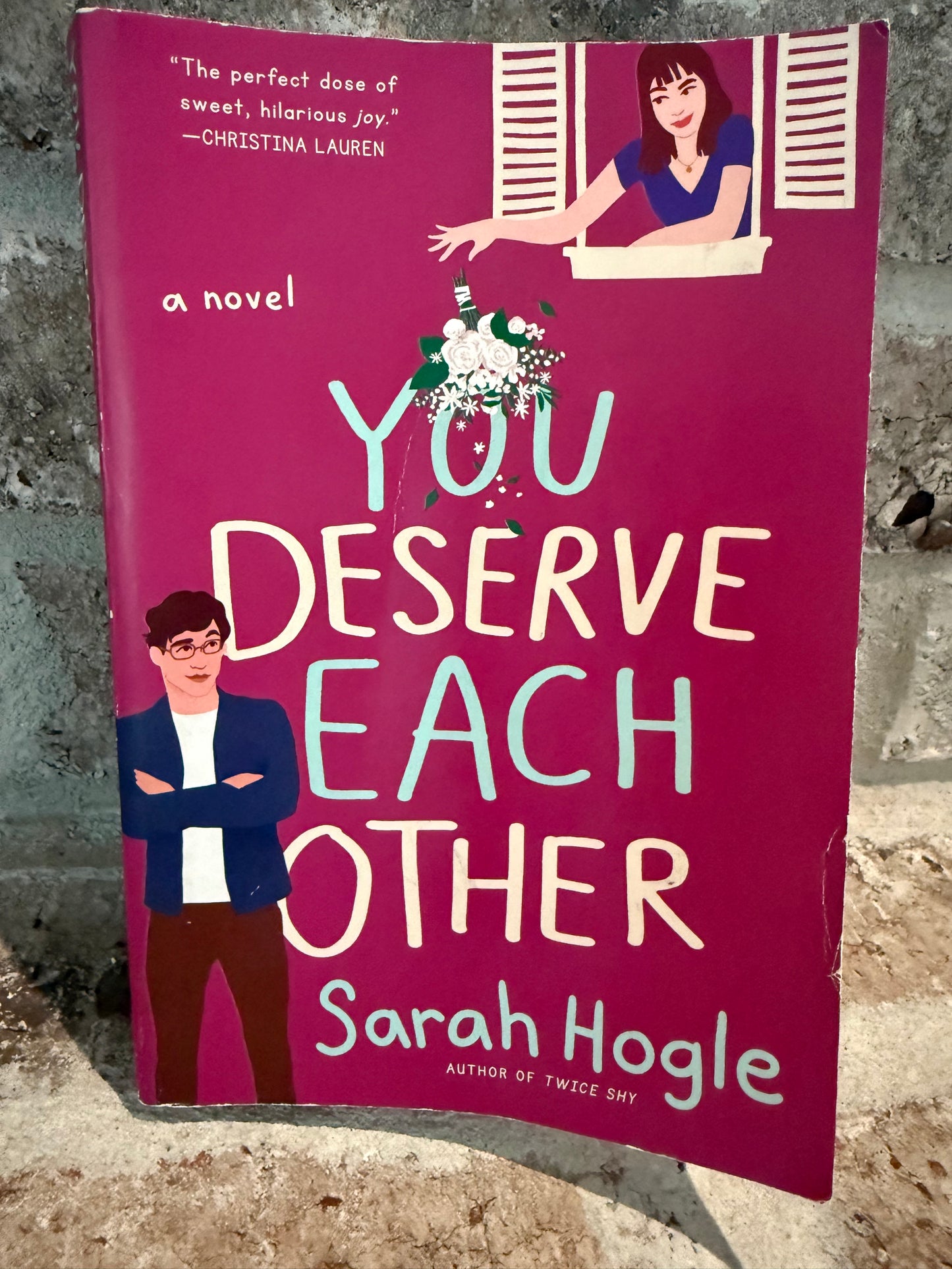 Book titled 'You Deserve Each Other' by Sarah Hogle on a textured surface
