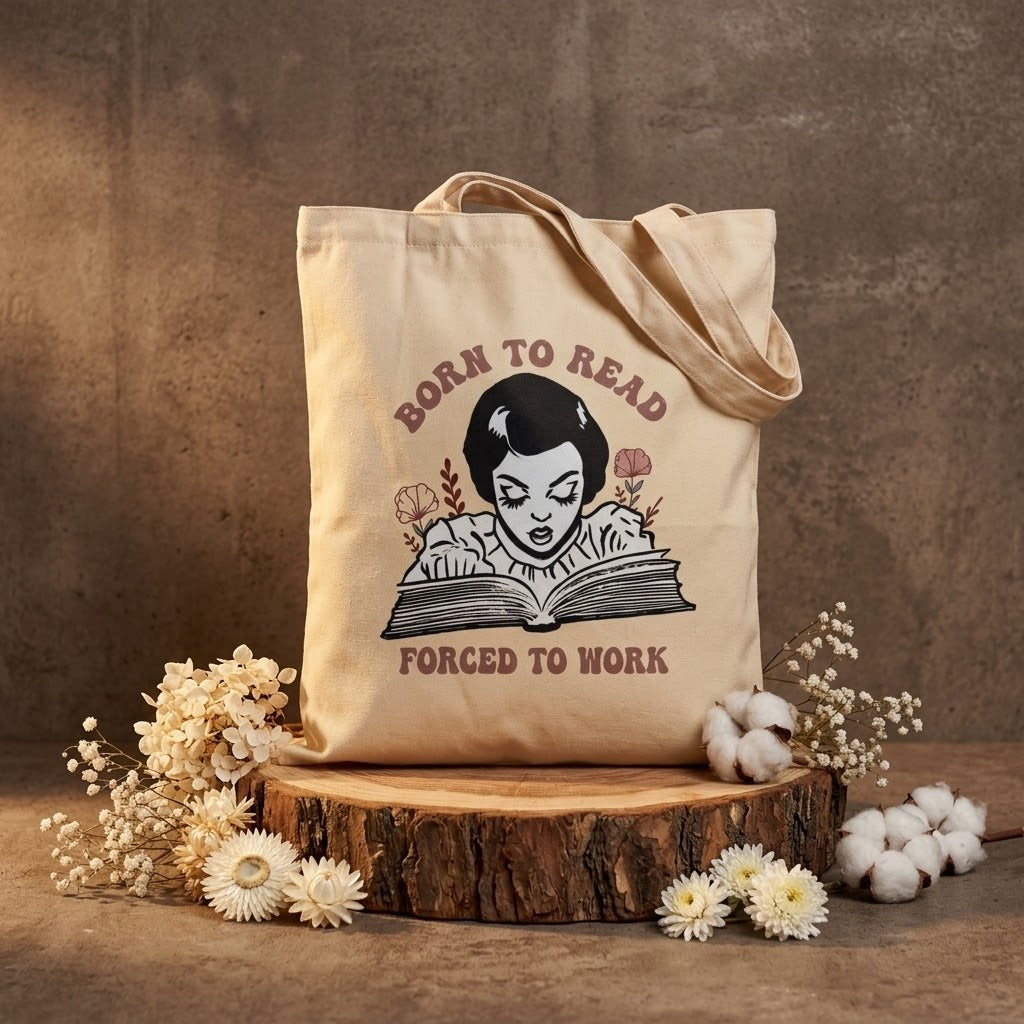 Born to Read Canvas Book Tote