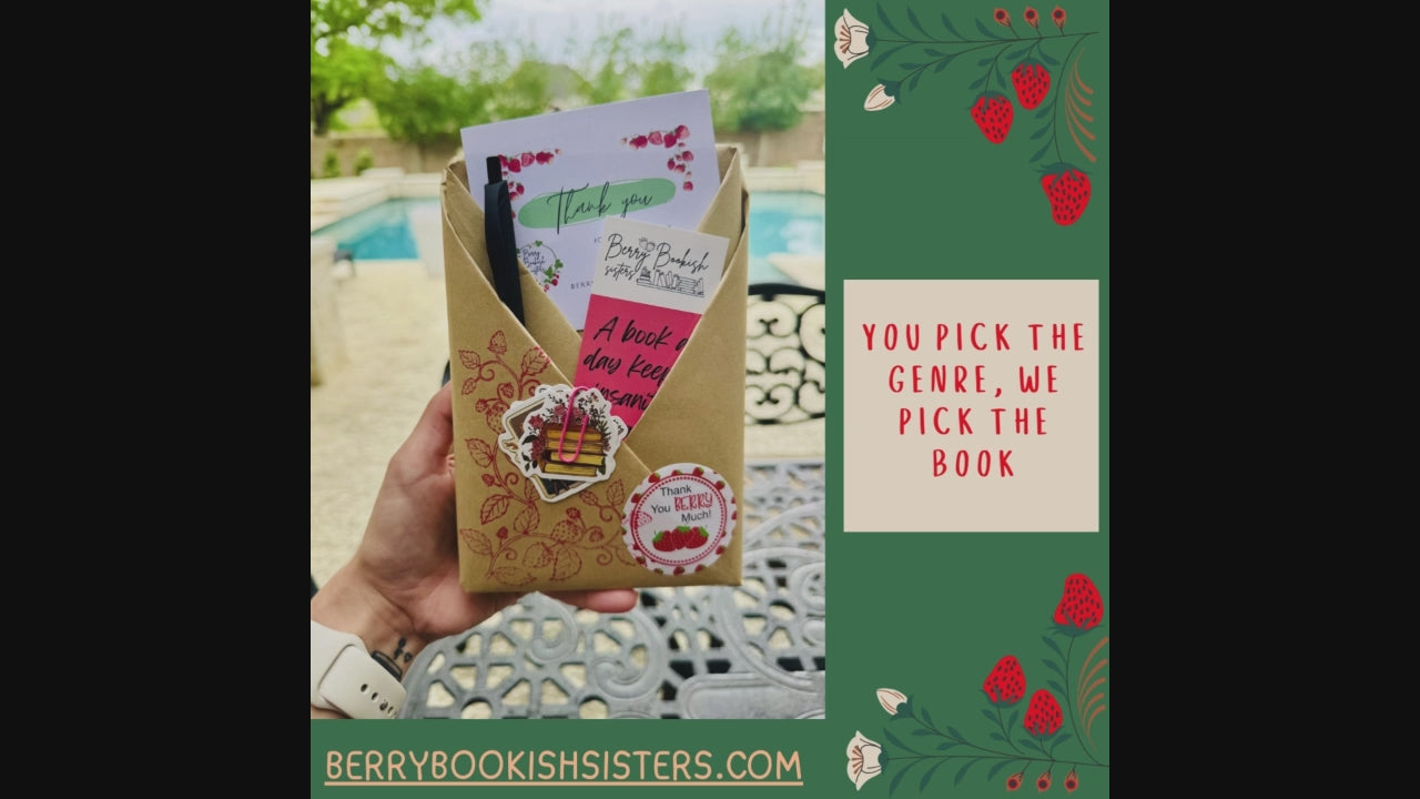 Load video: Video explaining our blind date with a book, book boxes and subscriptions for several genres; Thriller, Classic, Romance and Encouraging.